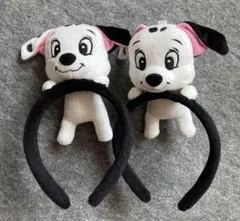 ディズニー　101匹わんちゃん　カチューシャ　ペア　２つ　ぬいぐるみ　いぬ　犬