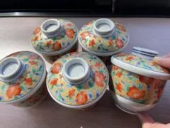 花柄 蓋つき煮物椀 5個セット