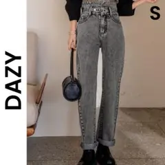 【DAZY 】ハイウエスト ストレート デニム パンツ グロメット ディテール
