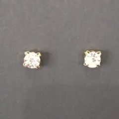 【未使用】6mm ストーンピアス ゴールド色 華やか 一粒 シンプル