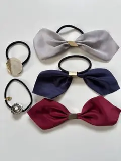サテンリボンヘアアクセサリー5個セット