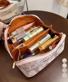 刺しゅう入りメイクポーチ横型コスメバッグ