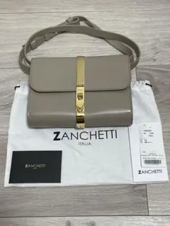 ZANCHETTI レザーバッグ ベージュ 伊製 巾着付のサムネイル