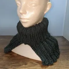 2wayダークグリーン ニット ネックウォーマー