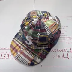 SUPREME キャップ 6Panelマドラスチェック パッチワーク Sロゴ