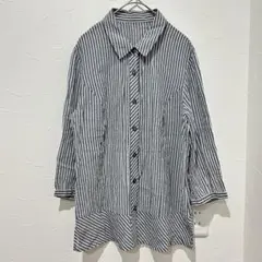 ✨美品❤️【ネイプル/NEIPLE】(M)ストライプ長袖シャツ/グレー