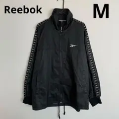 リーボック メンズ ウインドジャケット 黒 M テープロゴ 薄手 スポーツ