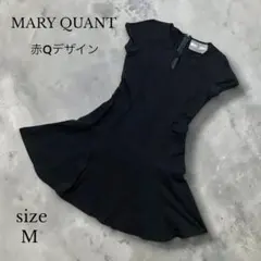 MARY QUANT フレンチスリーブ ひざ丈ワンピース ブラック M 赤Qのサムネイル