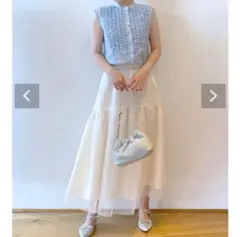 ♡お洋服処分中♡チュール重ねスカート(アイボリー)のサムネイル