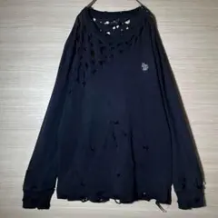 ポールスミス Paul Smith ダメージ加工 カットソー　L 黒 シマウマ