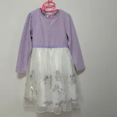 メゾピアノ　ラベンダー色の長袖ワンピース