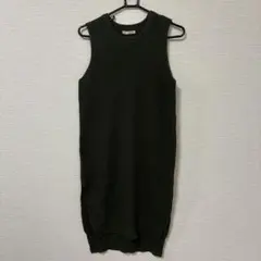 ニットワンピース ダークグリーン ノースリーブベスト　Mサイズ