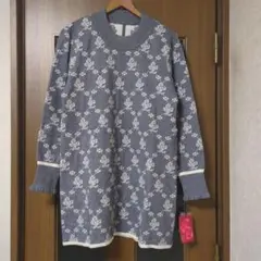 「新品」アンドラブ　ロゴアイコンのジャガード　ニット　チュニック