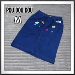 POU DOU DOU/プードゥドゥ スリット入り 花刺繍 デニムスカート Ｍ