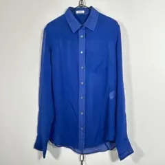 最高級 LE CIEL BLEU シルクシャツ シースルー ブルー系 絹100%のサムネイル