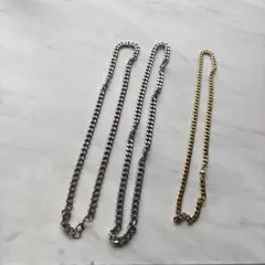 a*p様 シルバー ゴールド チェーンネックレス 三本セットメンズ