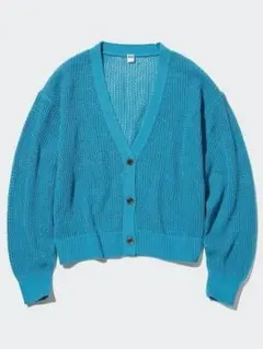 未使用品　UNIQLO♥2025春夏　メッシュカーディガン　ブルー　Lのサムネイル