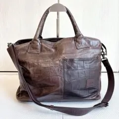 美品 IBIZA クロコ型押し 2WAY ハンドバッグ ショルダー A4 本革のサムネイル