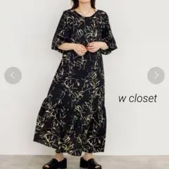 w closet ダブルクローゼット　バックオープンプリントワンピース　F