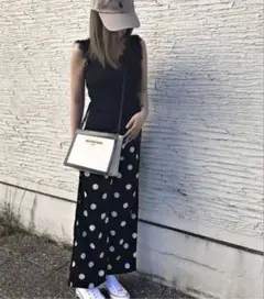 ZARA ドット柄 ワイドパンツ カジュアルパンツブラックのサムネイル