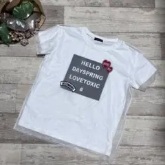 Lovetoxic ホワイト Tシャツ グラフィックプリント　レース　訳あり　L