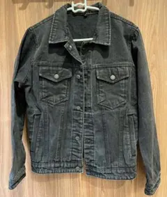 ブラックデニムジャケット Gジャン 黒 L 4ポケット YZBL jeans