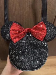 ディズニー ミニーマウス フェイス型 スパンコール ショルダーポーチ