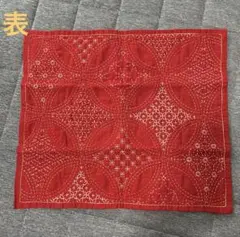 【完成品】ホビーラホビーレ 刺し子ふきん 寄せ模様〈七宝・赤〉のサムネイル