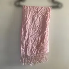 ピンク フリンジ付き マフラー