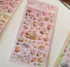 シール　ボンボンドロップシール　あわわちゃん　うさぎ　寿司　3D 立体　ぷくぷく