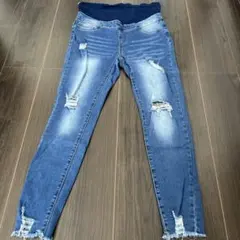 マタニティパンツ ダメージジーンズ