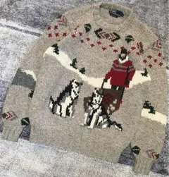 圧巻の風景画&ネイティブ柄 芸術 80's ラルフローレン ニット セーター M