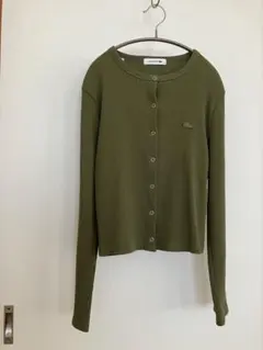 LACOSTE リブ編み カーディガン 長袖 カーキ 36のサムネイル