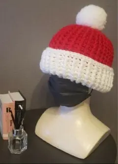 ハンドメイド/サンタ風ニット帽