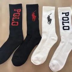 POLOソックス 4足セット 黒 白美国输出品