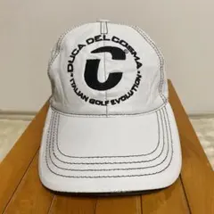 DUCA DEL COSMA レザー100% キャップ ホワイト