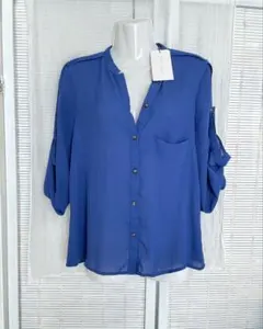 ZARA BASIC ブルー 長袖シャツ ブラウスのサムネイル