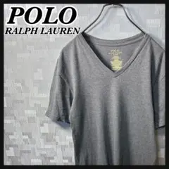 ポロラルフローレンTシャツ Vネック メンズ M グレー 灰色 半袖 US古着