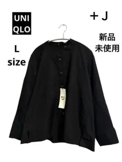 新品・未使用ユニクロ＋ＪスーピマコットンシャツジャケットBlack サイズL