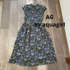 AG by aquagirl　花柄　フレンチスリーブ　ワンピース　ネイビー