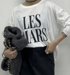 loungedress シアーロゴロンT 白　ラウンジドレス