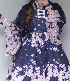 新品 シアー 着物風 羽織り 紺 axes femme kawaiiのサムネイル