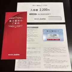 上新電機 ジョーシン 株主優待券 2,200円分のサムネイル