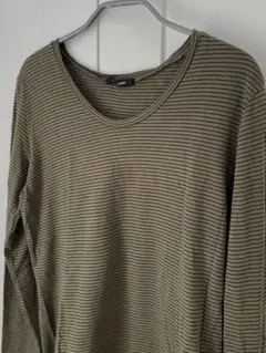 パドカレ　オリーブグリーン ストライプ 長袖Tシャツのサムネイル