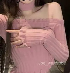 オフショルダーリブニットトップス