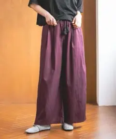 ニコアンド　DRYイージーワイドパンツ　ダークボルドー　Mサイズ