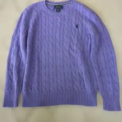 POLO 紫 ケーブルニットセーター