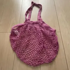 h&m ストリングバッグ 36 x 38 cm ビビットピンク　網バック