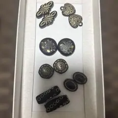 ‪☆ヴィンテージ風ブラックピアスパーツセット12個セット‪☆