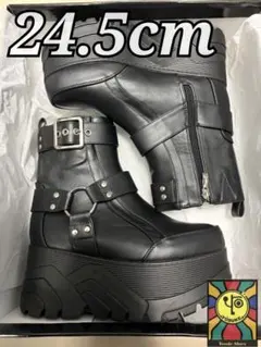 【YOSUKE.U.S.A】24.5cm 厚底スニーカーブーツ 黒　Gソール